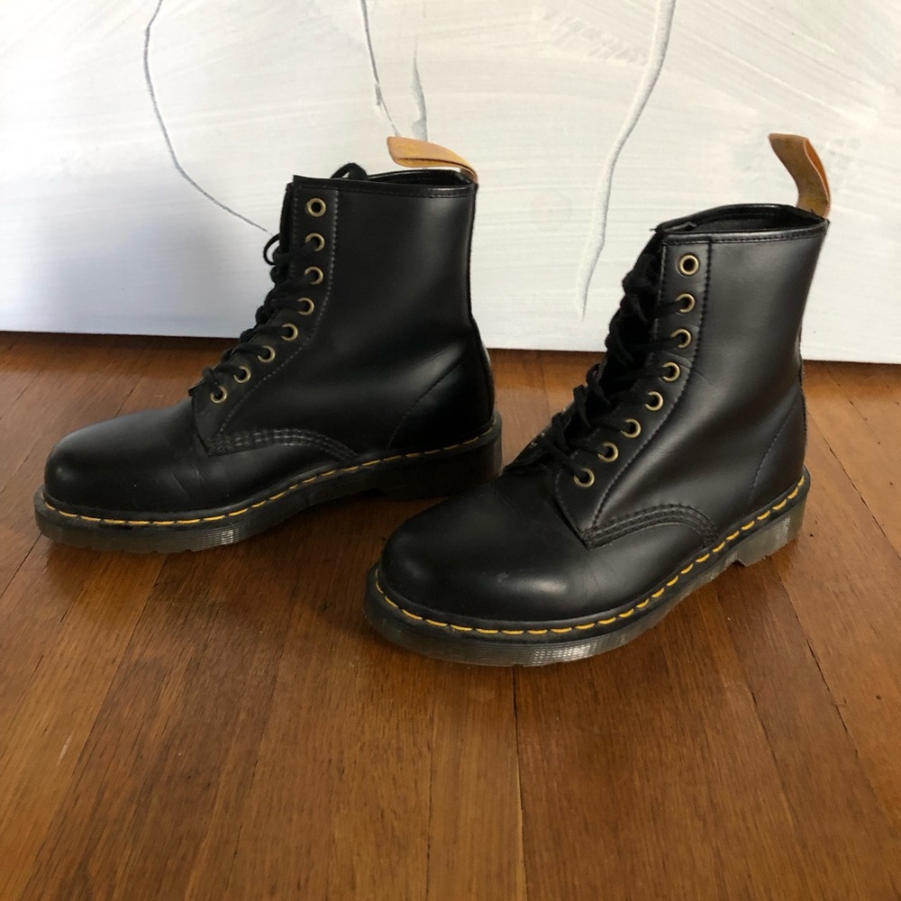VEGAN DR MARTEN BOOTS, women’s size 9, Lace up, Black, really good condition